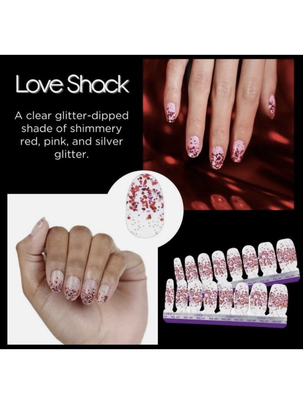 Color Street Love Shack 100% Real Nail Polish Strips, Retired Style. New